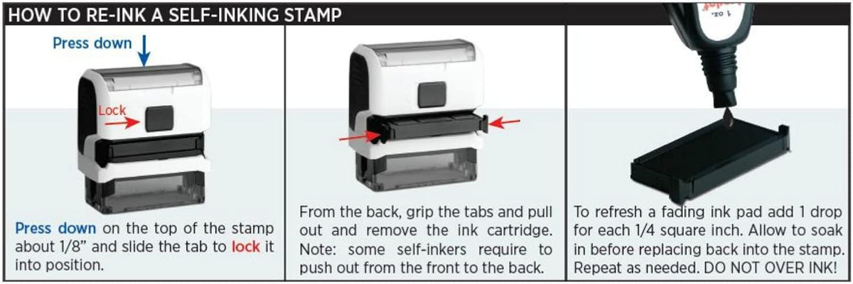 Infusion Self-Inking Custom Rubber Stamp (Personal or Business Use) - Choose from 16 Colors (13/16" x 13/16")