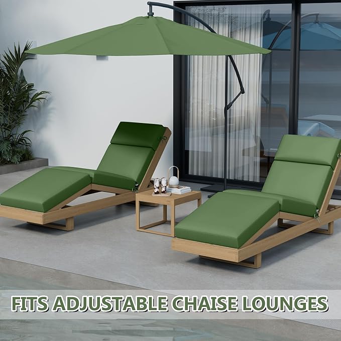4 Pcs Chaise Lounge Cushions Outdoor, 72 x 21 x 4 Inch Lounge Chair Cushions for Outdoor Furniture - Waterproof Lounge Patio Replacement Cushion, 4In Fade-Resistant ThickPatio Chaise Lounge Cushion