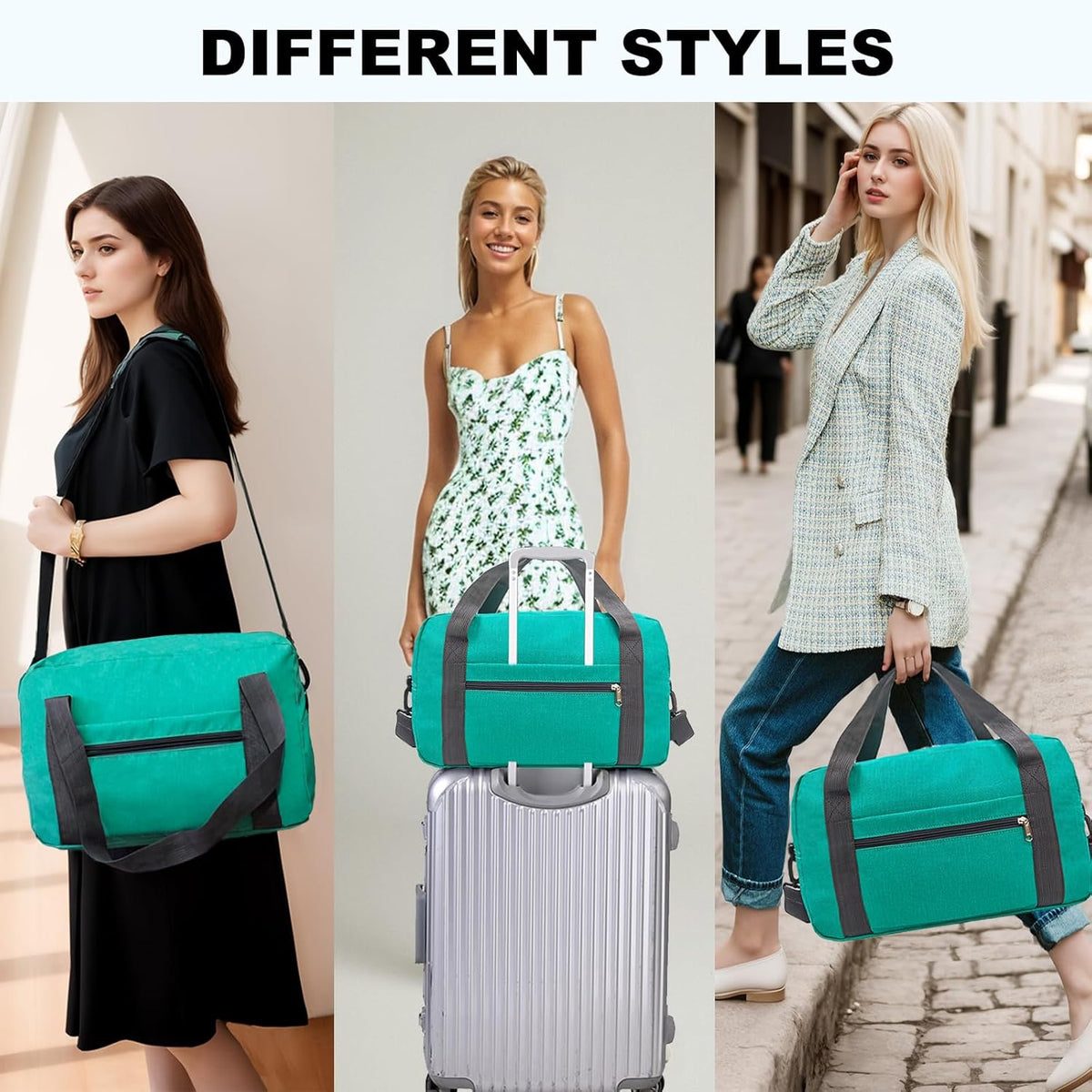 15 Inch Small Carry On Bags for Airplanes Spirit Airlines Personal Item Bag Underseat Foldable Travel Duffle Gym Bags for Women Men(20L,Teal)