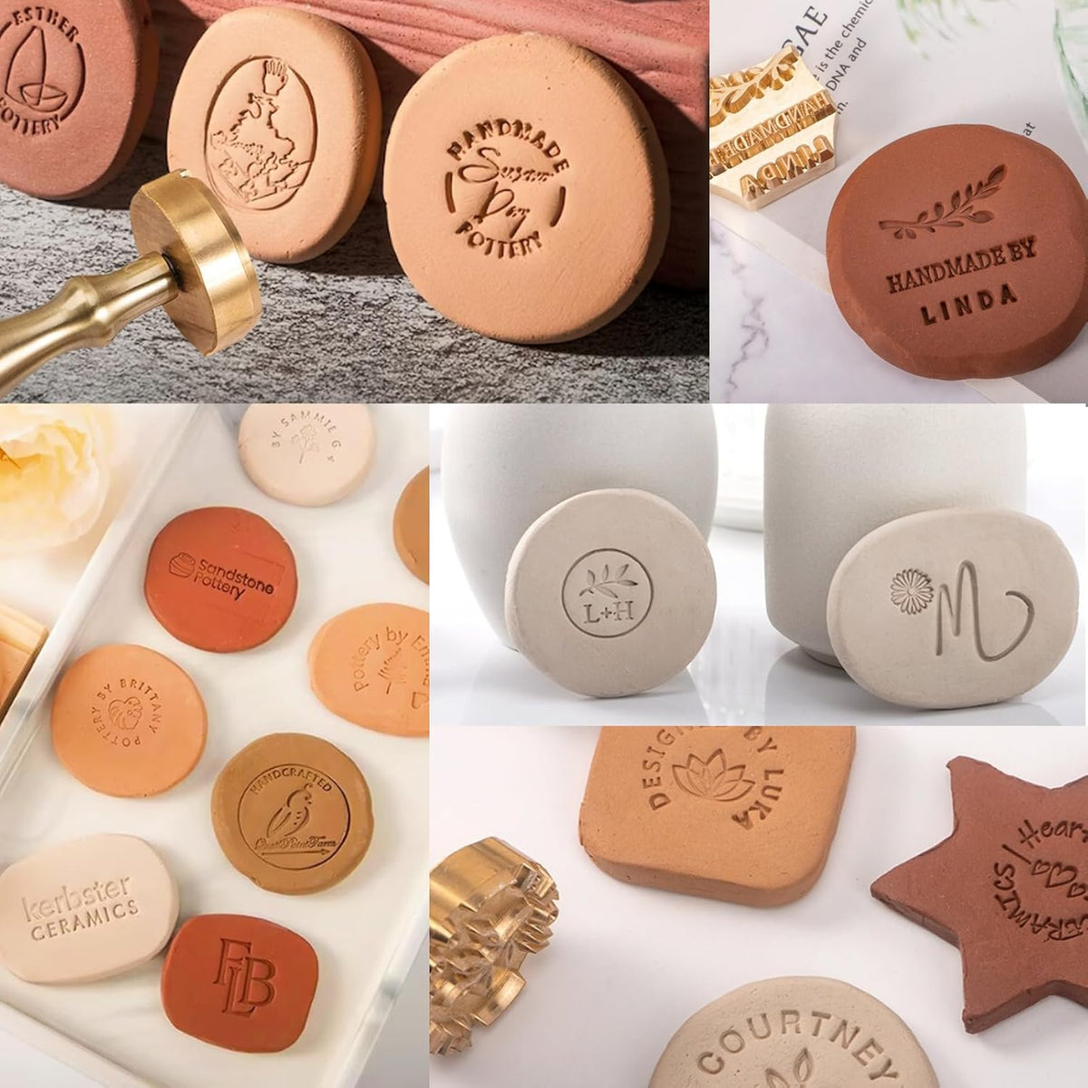 Custom Pottery Stamps for Clay Personalized Pottery Tool Kit Stamp with Own Design Signature Letters Gift for Potters DIY Lovers-3"