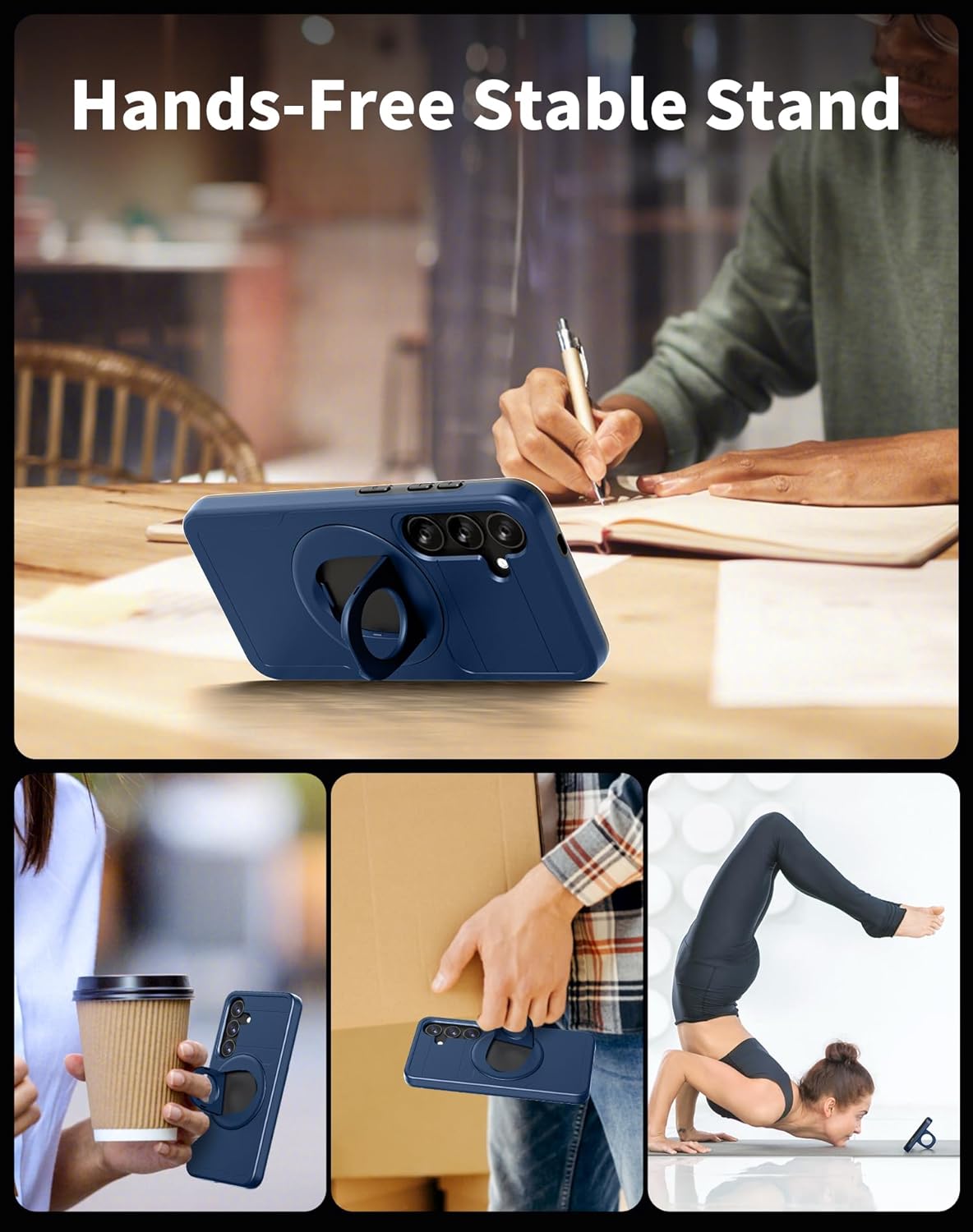 for Samsung Galaxy S25 Plus Case Magnetic Compatible with MagSafe Wireless Charging,with Screen Protector,for S25+Plus Case with Stand Ring Anti-Scratch Shockproof Heavy Duty Protection Blue