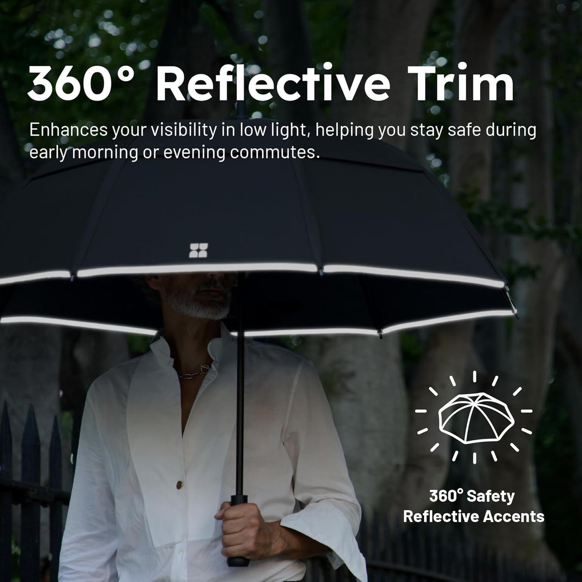 Weatherman Umbrella - Stick Umbrella - Windproof Umbrella Resists Up to 55 MPH Winds - (Sage)