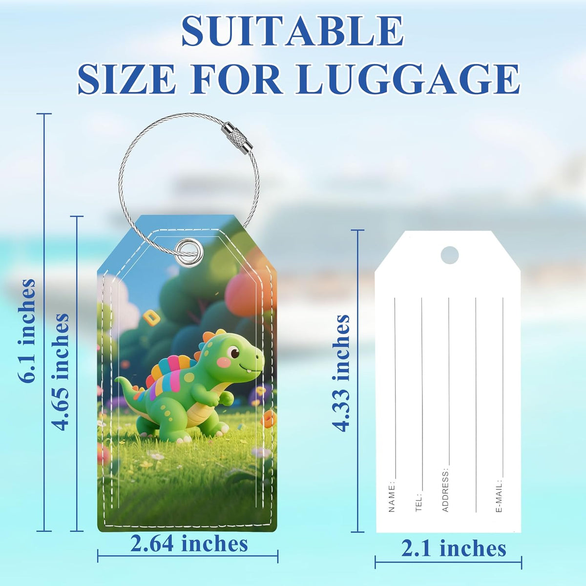 Luggage Tags for Suitcases, Luggage Tag, Personalized Bag Tags for Backpacks Handbag School Instrument with Name ID Label Travel Essentials, Cute Unique Fun Baggage Tags 2 Pack, Stegosaurus