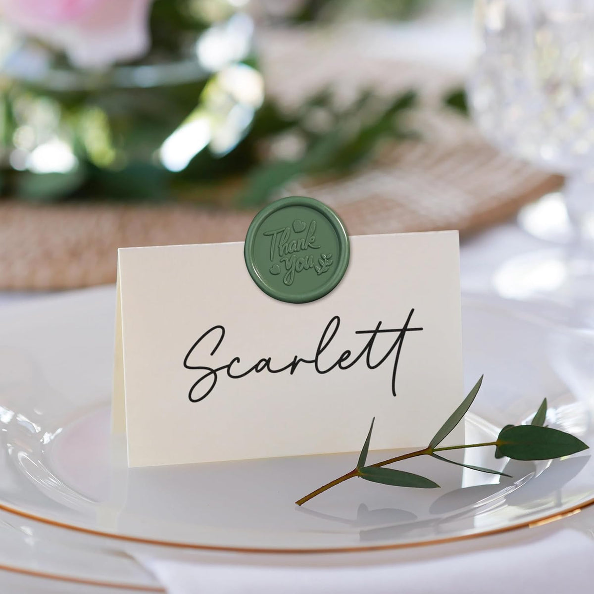 25 Pcs Handmade Wax Seal Stickers, Wedding Invitation Envelope Seal Stickers, Perfect for Invitation, Christmas, Gift Wrapping(Thank You Style, Olive Green Wax)