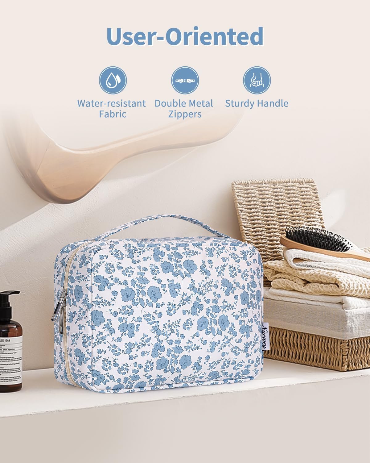 Narwey Small Hanging Travel Toiletry Bag for Women, Travel Bag for Toiletries, Makeup Bag Organizer Cosmetic Bags Make Up Bags for Girls