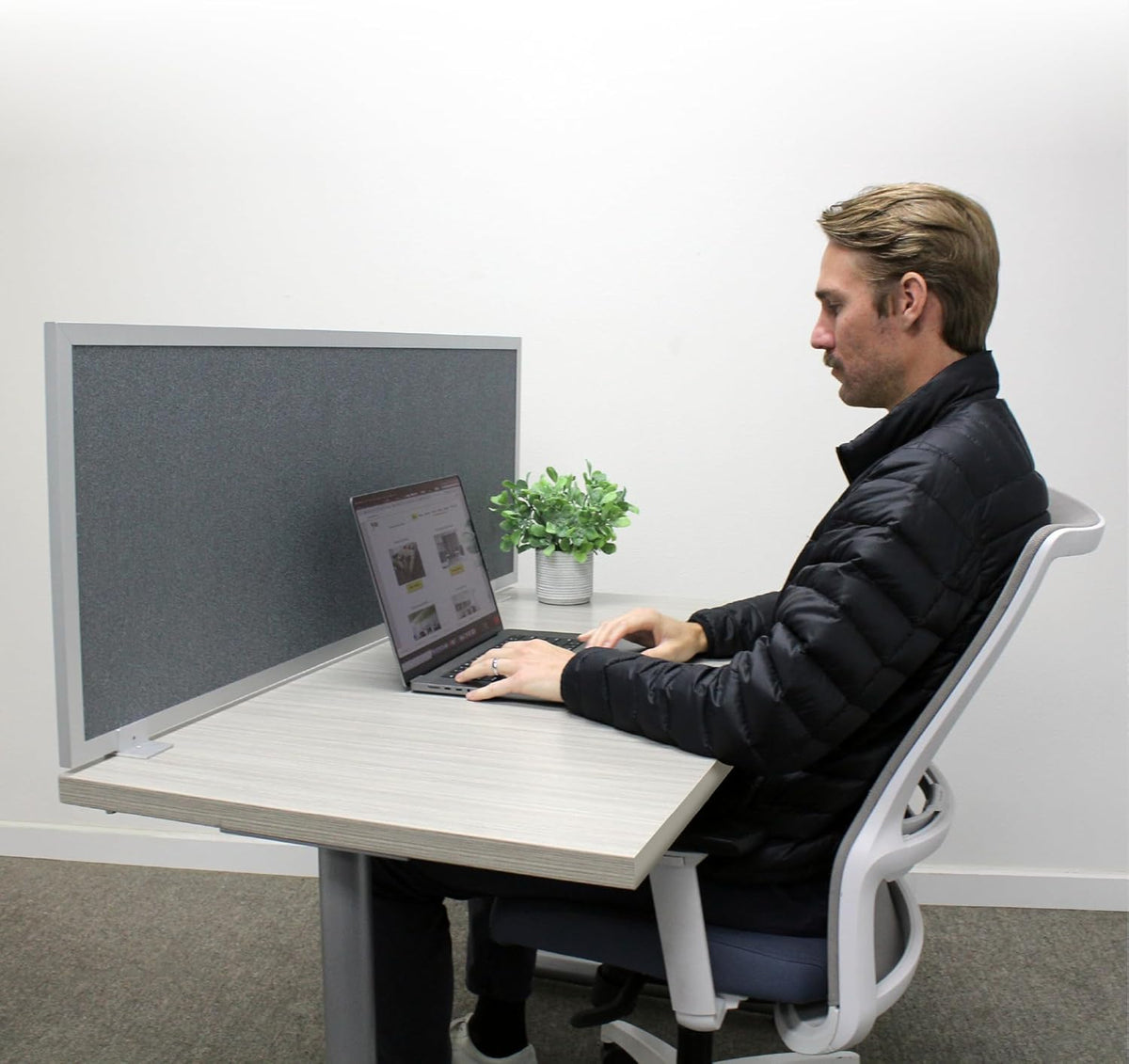 OBEX Acoustic Mounted Screen Privacy Panel Table Top Separator, Sound Blocking Desk Divider (Graphite, 18" X 60")