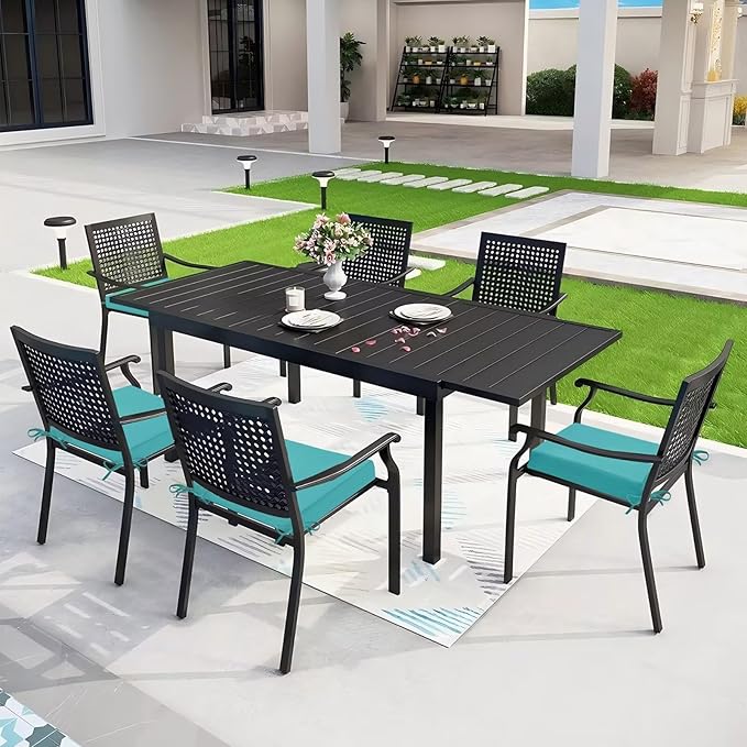 Outdoor Chair Cushion Set of 4, 18.5 x 16 Inch Patio Chair Cushions for Outdoor Furniture, Water Resistant Outdoor Patio Chair Cushions with Non-Slip Ties(Teal)
