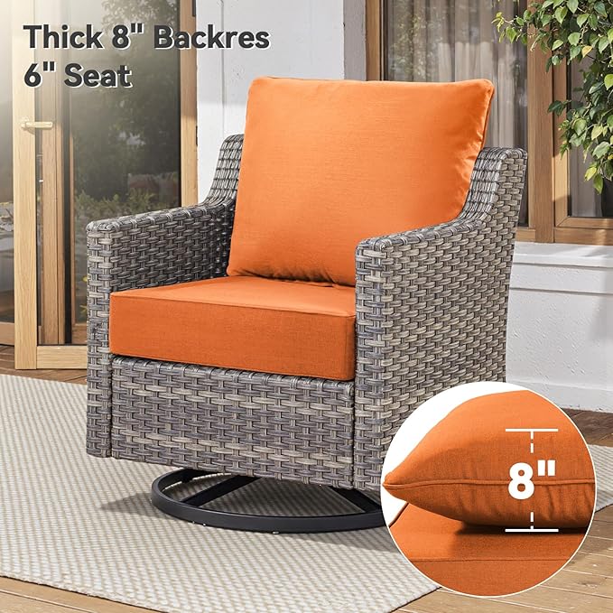 6" Thick Outdoor Cushions 24x24x6, 4-Set Deep Seat Patio Cushions with Removable Cover, Waterproof & Fade Resistant Replacement for Wicker Chair, Loveseat, Sofa - Orange