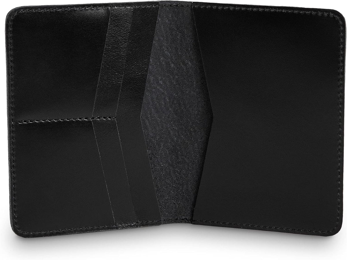 PEGAI Standard Full Grain Crazy Horse Leather Passport Holder | Custom Travel Passport Cover & Organizer | Handcrafted Leather Passport Wallet for Men and Women | Pike (Dexios Black)