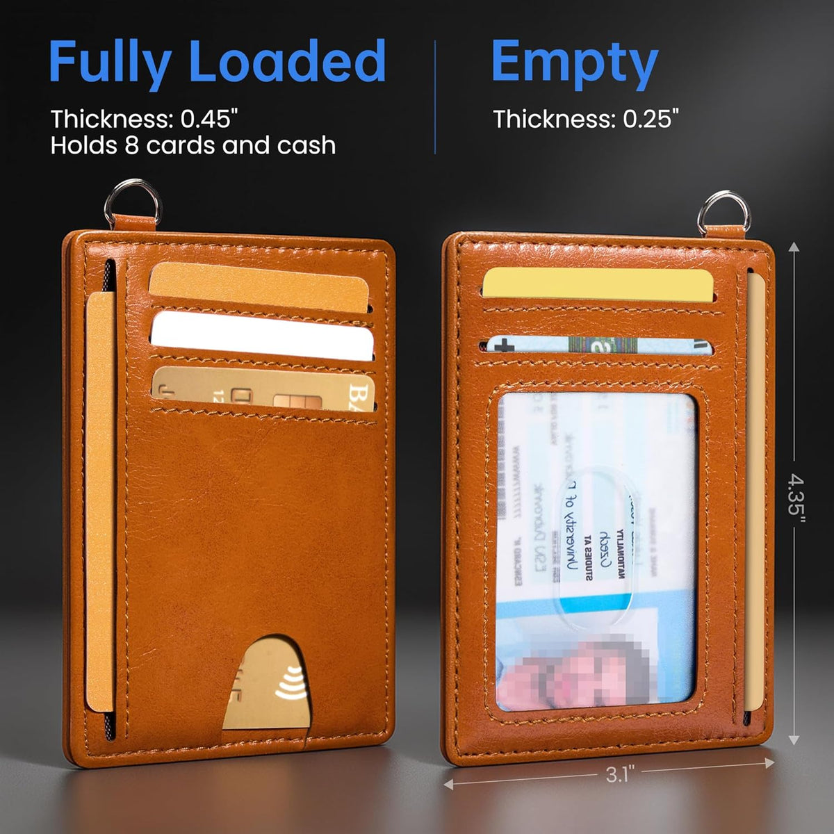 Mayski Slim Wallet, Credit Card Holder for Women, Minimalist Front Pocket RFID Blocking Card Cases, Small Wallet Women Men(Oiled Wax Brown)