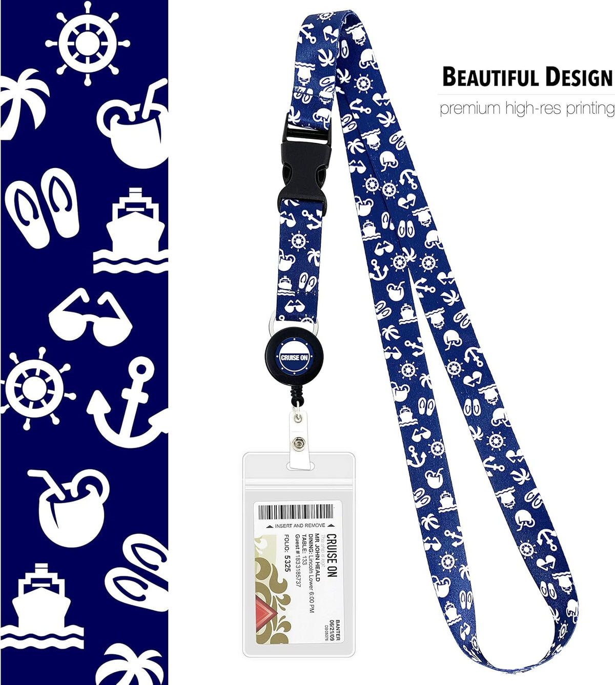 Carnival Cruise Luggage Tag Holders (4 Pack) & Lanyards (2 Pack), Large, Clear & Waterproof, Cruise Essentials 2025-2026 for Ship Cards & Baggage – Durable Travel Accessories (Blue)