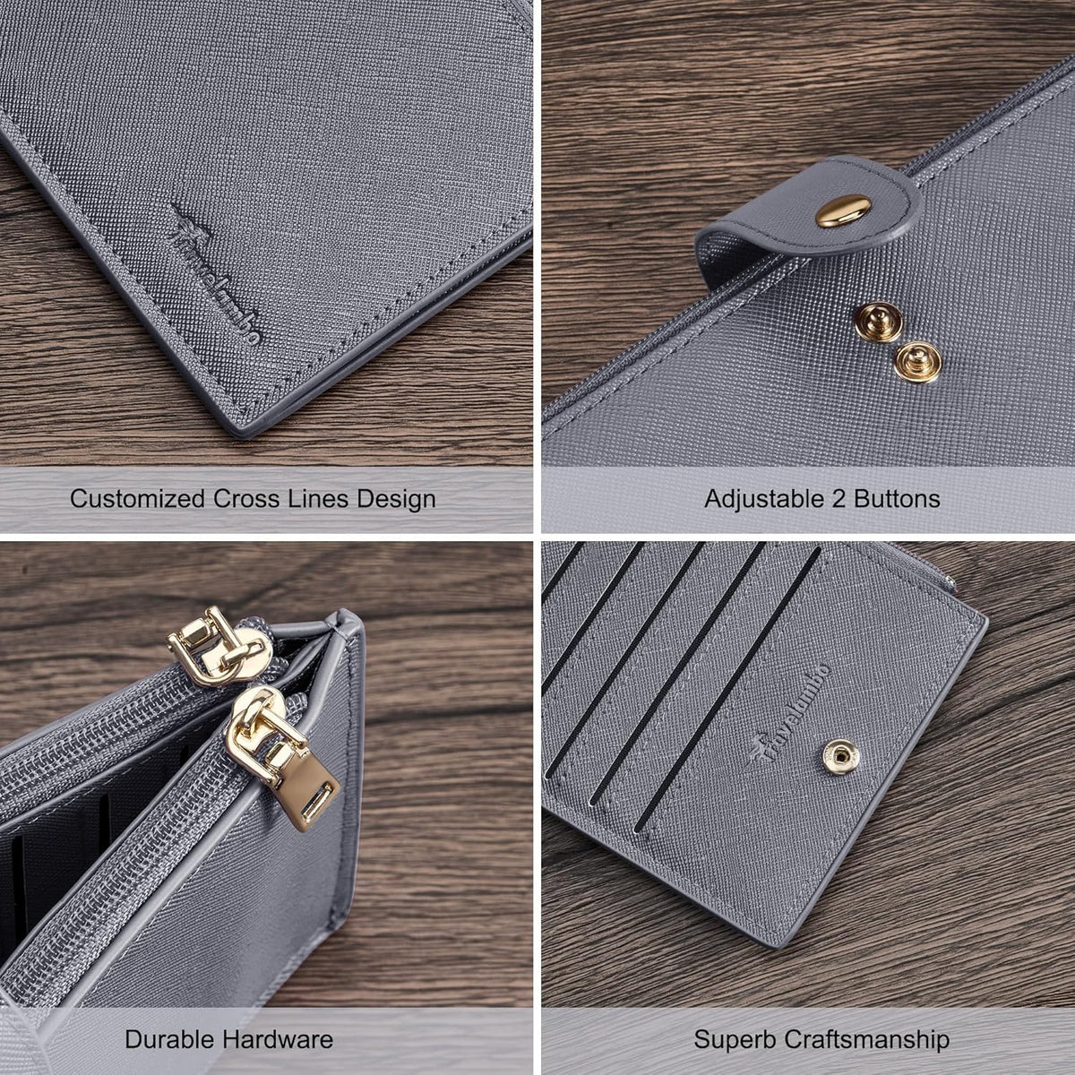 Travelambo RFID Wallet Women Large Size Bifold Multi Card Wallet Case with Zipper Pocke Credit Card Holder for Women