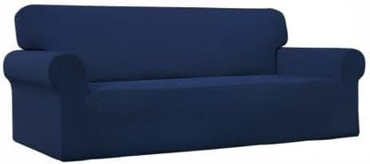 Easy-Going Stretch Sofa Slipcover 1-Piece Sofa Cover Furniture Protector Couch Soft with Elastic Bottom for Kids, Polyester Spandex Jacquard Fabric Small Checks (Sofa, Navy)