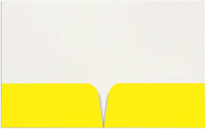 JAM PAPER Custom Printed Semi-Gloss Folders with Round Corner Pockets - Personalized Logo & Text - 10 pt C2S - Yellow - 250/Pack