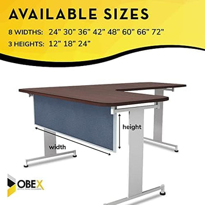 OBEX Acoustic Table Mounted Modesty Desk Privacy & Sound Absorbing Panel for Office Cubicles, 24" x 66", Twilight