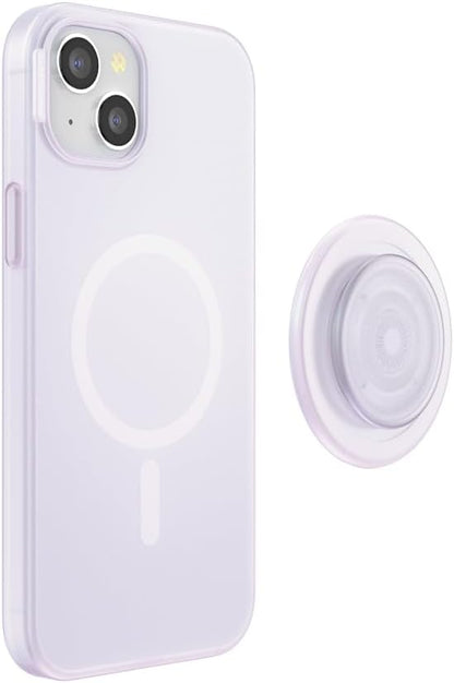 PopSockets iPhone 15 Plus Case with Round Phone Grip Compatible with MagSafe, Phone Case for iPhone 15 Plus, Wireless Charging Compatible - White Opalescent