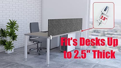 OBEX Panel Desk Mounted PET Privacy Screen, 24" x 30", Shadow