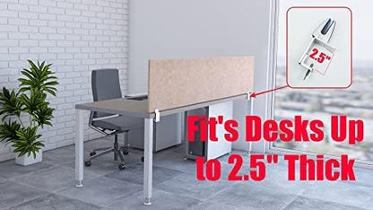 OBEX Panel Desk Mounted PET Privacy Screen, 18" x 66", Sand