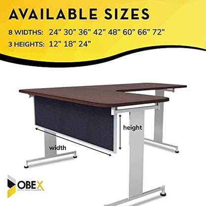 OBEX Acoustic Table Mounted Modesty Desk Privacy & Sound Absorbing Panel for Office Cubicles, 24" x 48", Slate