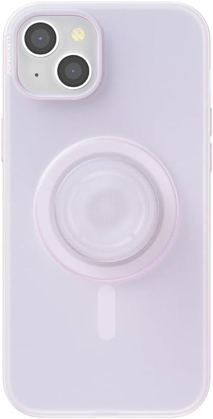 PopSockets iPhone 15 Plus Case with Round Phone Grip Compatible with MagSafe, Phone Case for iPhone 15 Plus, Wireless Charging Compatible - White Opalescent