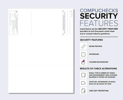 Compuchecks Check on Top Blank Check Paper - 100 Pack, Quick-Books & Laser Printer Compatible - Security Business Checks with Voucher - 8.5" x 11" Brown Marble