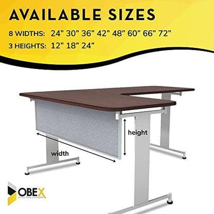 OBEX Acoustic Table Mounted Modesty Desk Privacy & Sound Absorbing Panel for Office Cubicles, 18" x 66", Overcast