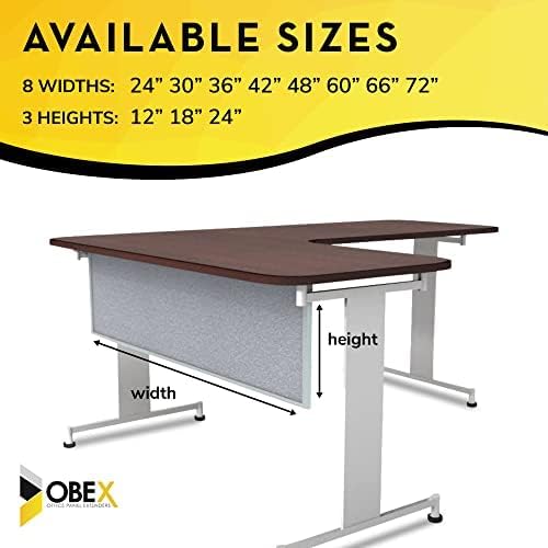 OBEX Acoustic Table Mounted Modesty Desk Privacy & Sound Absorbing Panel for Office Cubicles, 12" x 66", Overcast