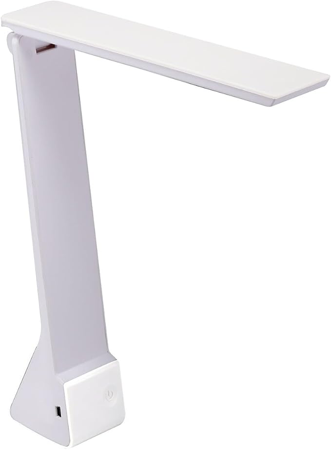 Bostitch Office KT-VLED1810-WHITE Powered Rechargeable Battery LED Desk Lamp, 3 Color Temperatures, Flip Open, White