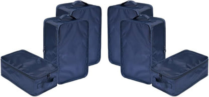 Travel Shoe Bags, Foldable Waterproof Shoe Pouches Organizer-Double Layer (6 Navy Shoe Bags)