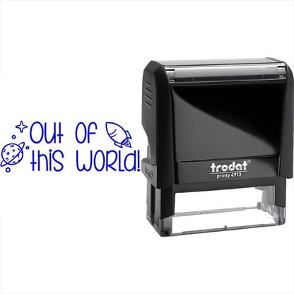 Custom Self-Inking Classroom & Library Book Stamps | 49 Out of This World Designs | Fun Phrases | Grading Made Easy - Xtra Large