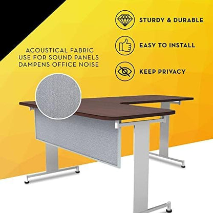 OBEX Acoustic Table Mounted Modesty Desk Privacy & Sound Absorbing Panel for Office Cubicles, 18" x 48", Overcast