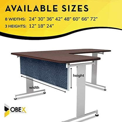 OBEX Acoustic Table Mounted Modesty Desk Privacy & Sound Absorbing Panel for Office Cubicles, 12" x 42", Graphite