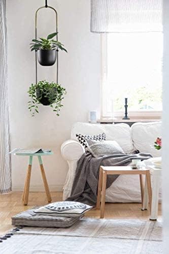 Modern Metal Hanging Planter for Indoor Outdoor Plants with Hook 2 Tier Boho Wall and Ceiling Flower Pots Baskets Holder Home Office Decor(Black)