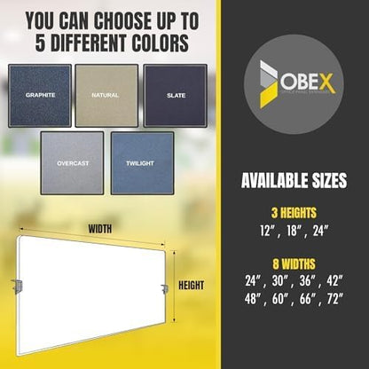 OBEX Acoustic Mounted Screen Privacy Panel Table Top Separator, Sound Blocking Desk Divider (Twilight, 24" X 60")