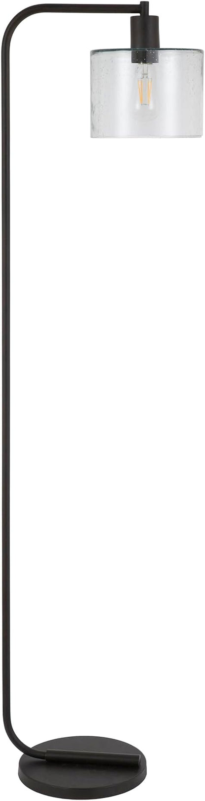 Cadmus 57" Tall Floor Lamp with Glass Shade in Blackened Bronze/Seeded