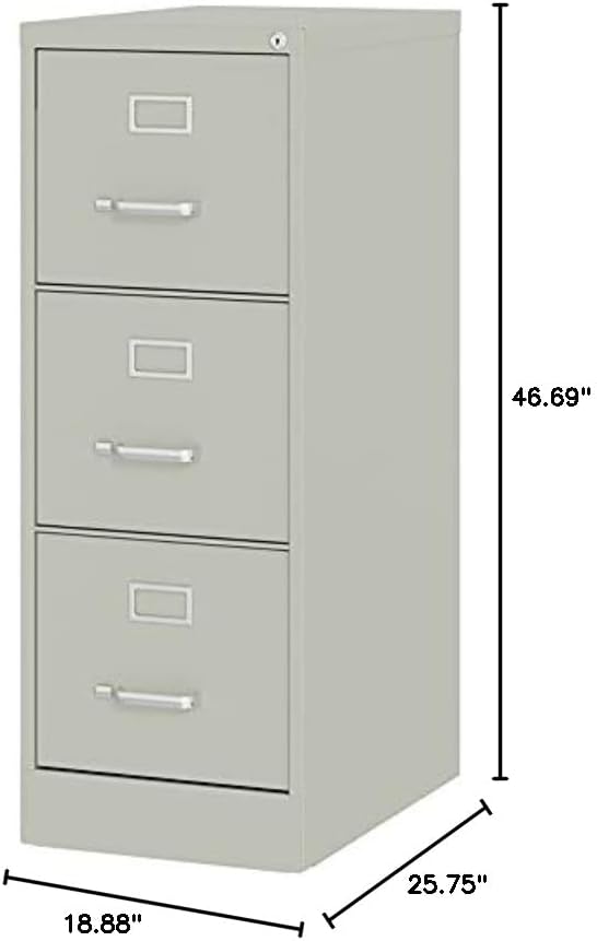 UrbanPro 3 Drawers 40.19" Vertical Light Gray Metal Filing Cabinet Lockable Pre-Assembled Stationary Letter Size for Home, Office