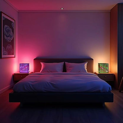 Heepulor Infinity Hyper Cube LED Table Lamp, Color-Changing Music-Sync