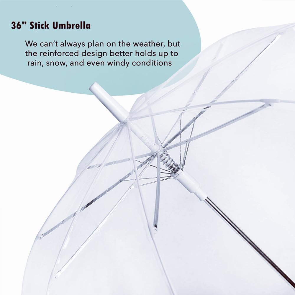 Umbrella Wedding Style Stick Umbrellas Large Windproof Bubble Umbrellas Rain Umbrellas with J Hook Handle for Bride Groom Gift