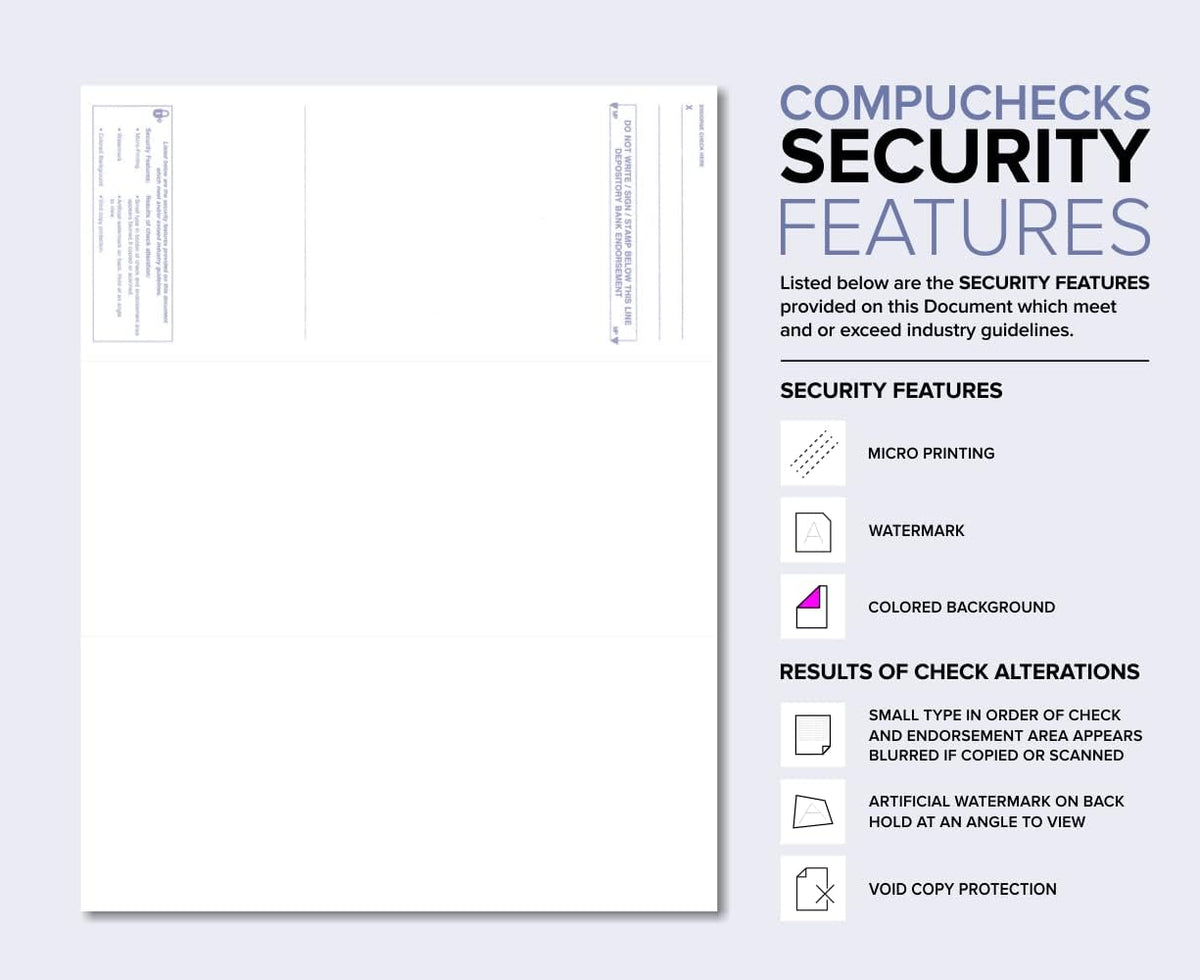 Compuchecks Top Blank Check Paper - 100 Pack, Quick-Books & Laser Printer Compatible - Security Business Checks with Voucher - 8.5" x 11" Gold Pinstripe