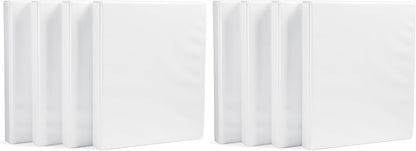 Amazon Basics 3-Ring Binder with Round Rings and Interior Pockets, 1-Inch, White, 4-Pack