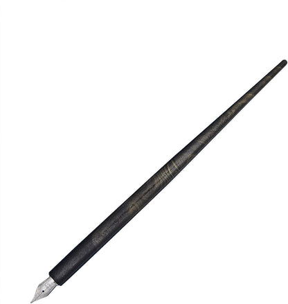 Gullor Wooden Dip Pen Calligraphy Set with Black Ink & 6 Nibs for Beginners, Kids, Writing, Signatures and Drawing, Black
