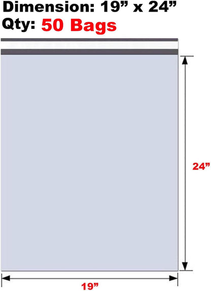 iMBAPrice 50 - 19x24x Premium Matte Finish Self-Sealing Non-Padded White Poly Mailers/Mailing Envelopes/Bags (iMBA-7PM-50)