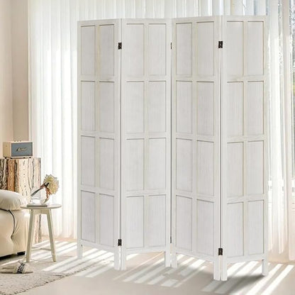 ALeesing 4 Panel Room Divider, 5.6Ft Wood Room Dividers and Folding Privacy