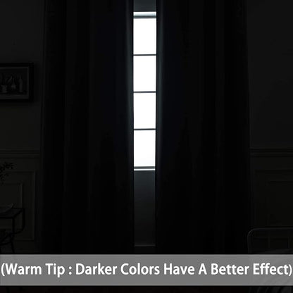 Yakamok Blackout Curtains Room Darkening Thermal Insulated with Grommet Window Curtain for Bedroom/Living Room(70Wx84L inch, Dark Grey, 2 Panels)