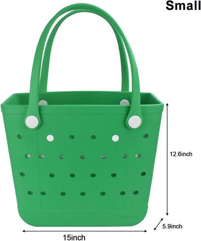 Medium Rubber Beach Bag, Waterproof Tote Bags Washable Sand-proof Travel Hand Bags for Pool Boat Work Sports