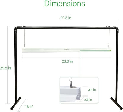 2 feet LED Grow Light Stand for Seedling,Iron Pipe Frame,with Natural White Light Full Spectrum LED Plant Growing Lamp, Light Height Ajustable,with Timer Outlet