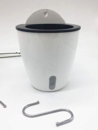 Visible Water Level Self Watering Planter,Hanging Planters,Wall Mounted Plants Holder,Small Flower pots Indoor Out Flowerpot with 3 Hooks Plastic Pots for Plants 3 Pack (White, 5.5inch)