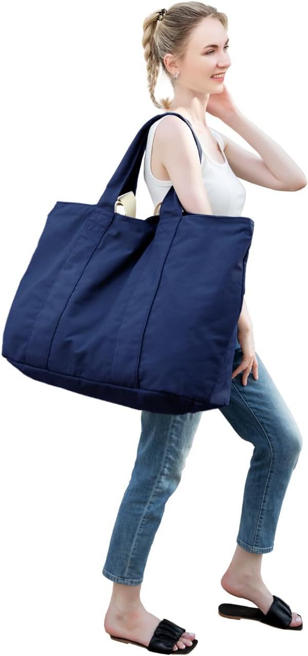 22'' 50L Large Canvas Bag, Extra Large Tote Bag for Women, Overnight Bags for Travel