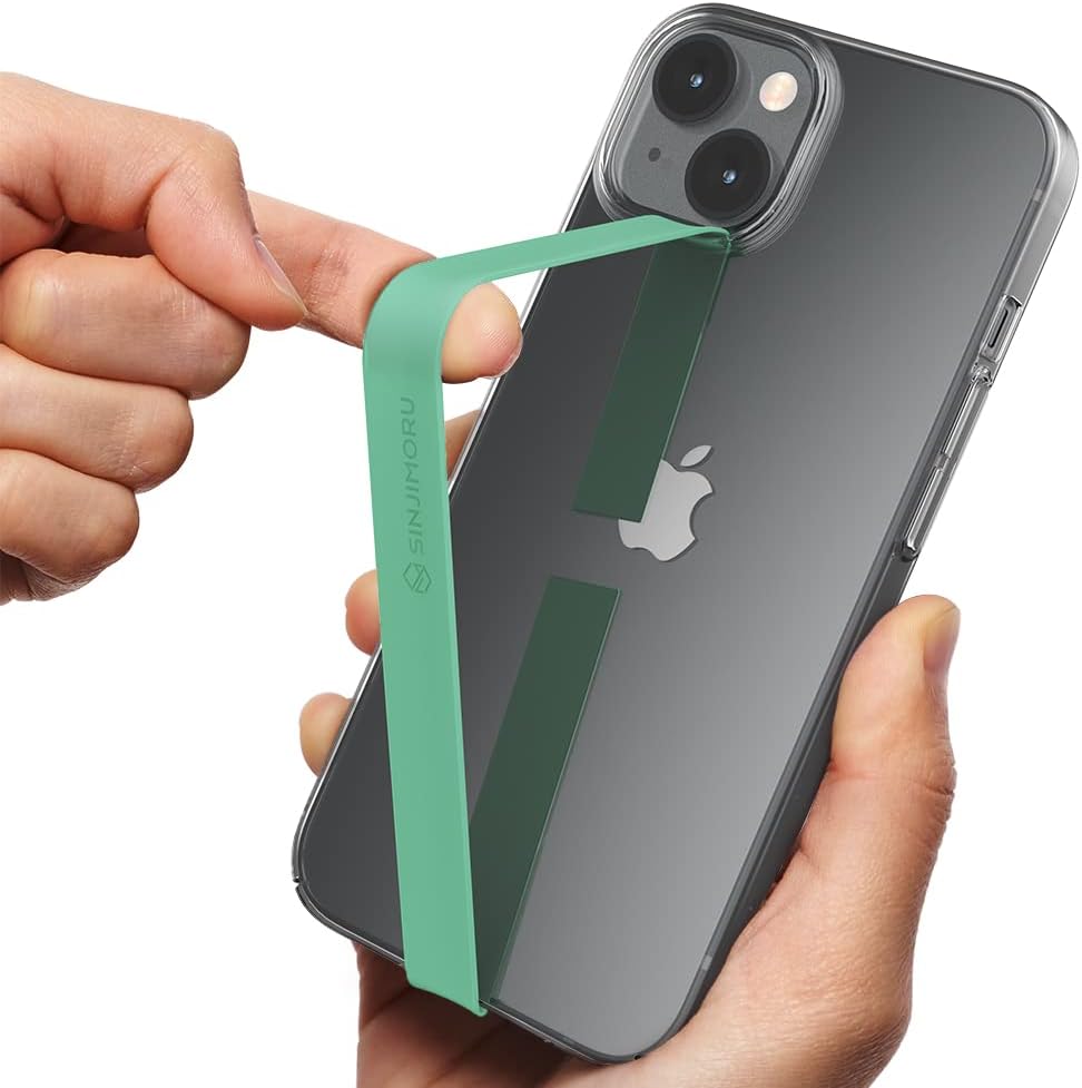 Sinjimoru Stretchable Silicone Phone Strap, Flexible and Elastic Grip Holder for iPhone & Android, Secure Phone Loops Finger Grip with Wireless Charging Support Sinji Loop Mint