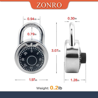 ZonRo Locks Combination Padlock, Fixed Dial Combination Padlock 8 Pack,3 Digit Code Standard Dial Combination, 2 in Wide. 3 in Height, Black Turntable, Lock for Gym & Locker, School, Toolbox